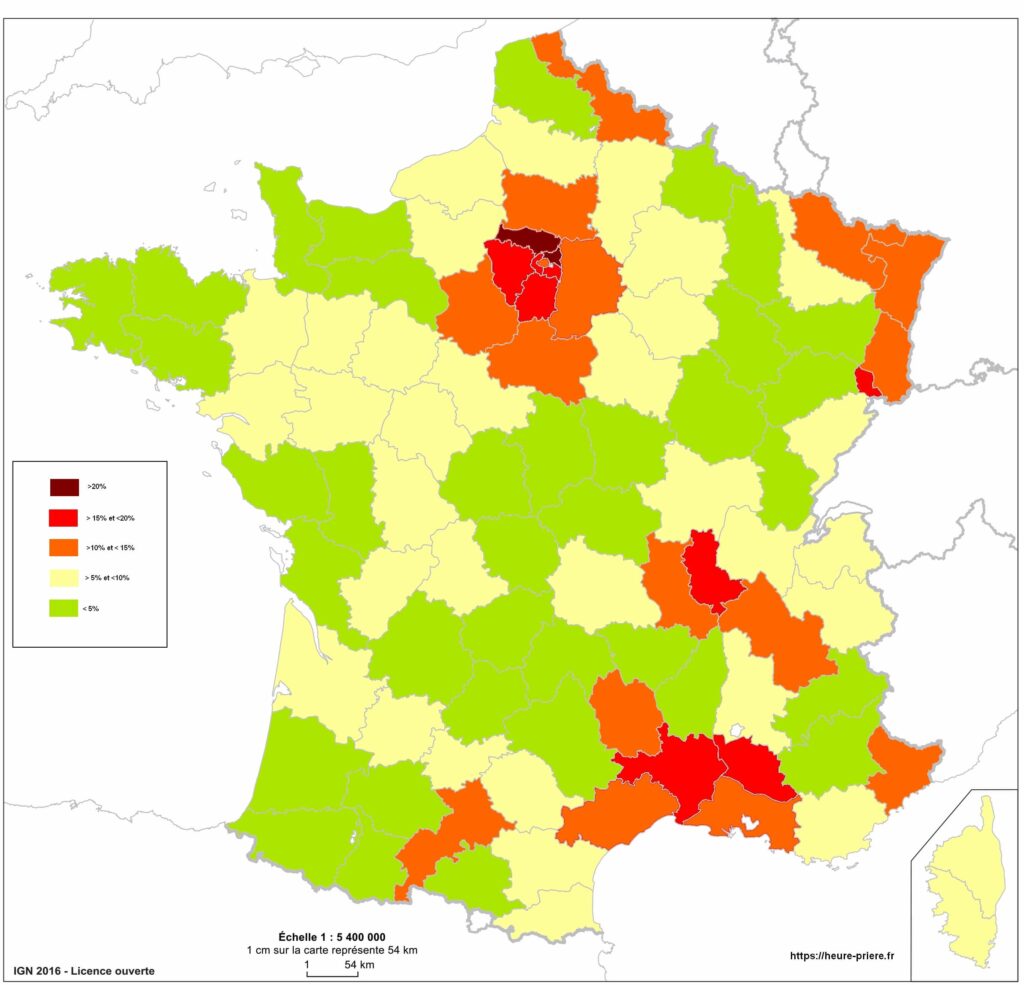 carte répartition des prénoms arabo-musulmans par département