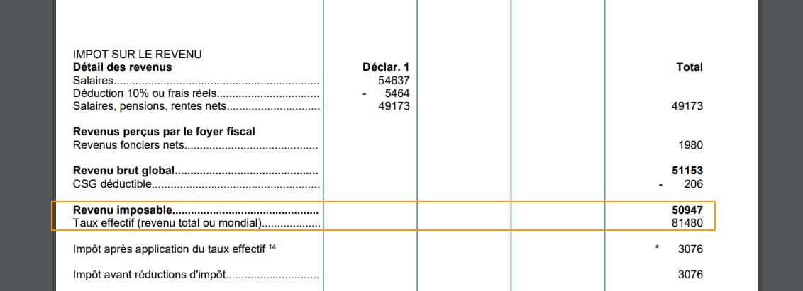 commen trouver le revenu imposable